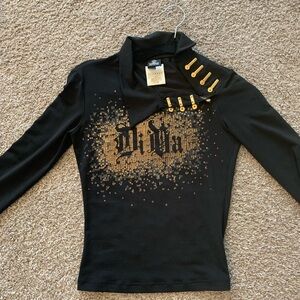 VERSACE JEANS COUTURE- Black Top with Gold Details